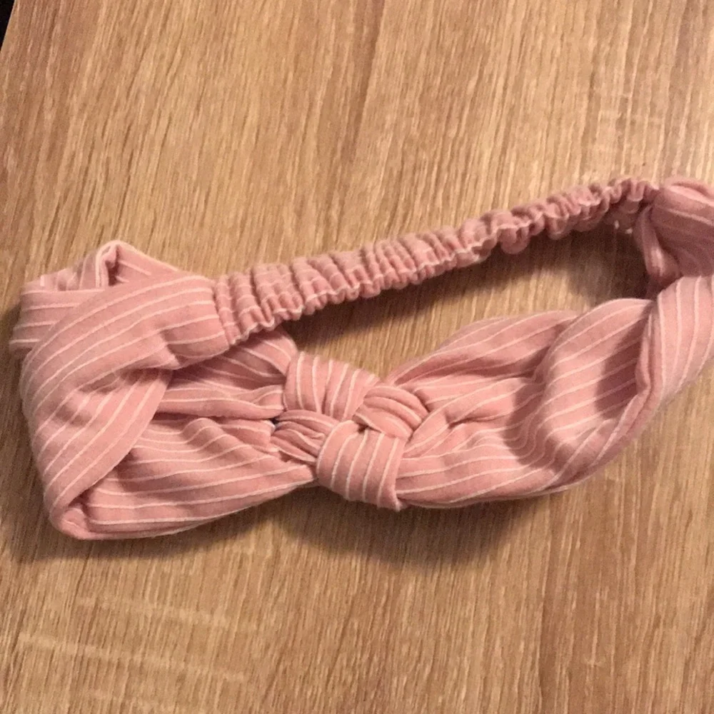 Pink and white stripe fabric headband